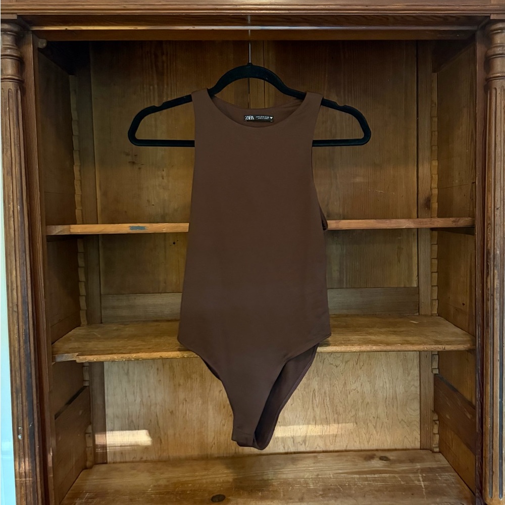 Zara Brown Tank One-Piece Bodysuit